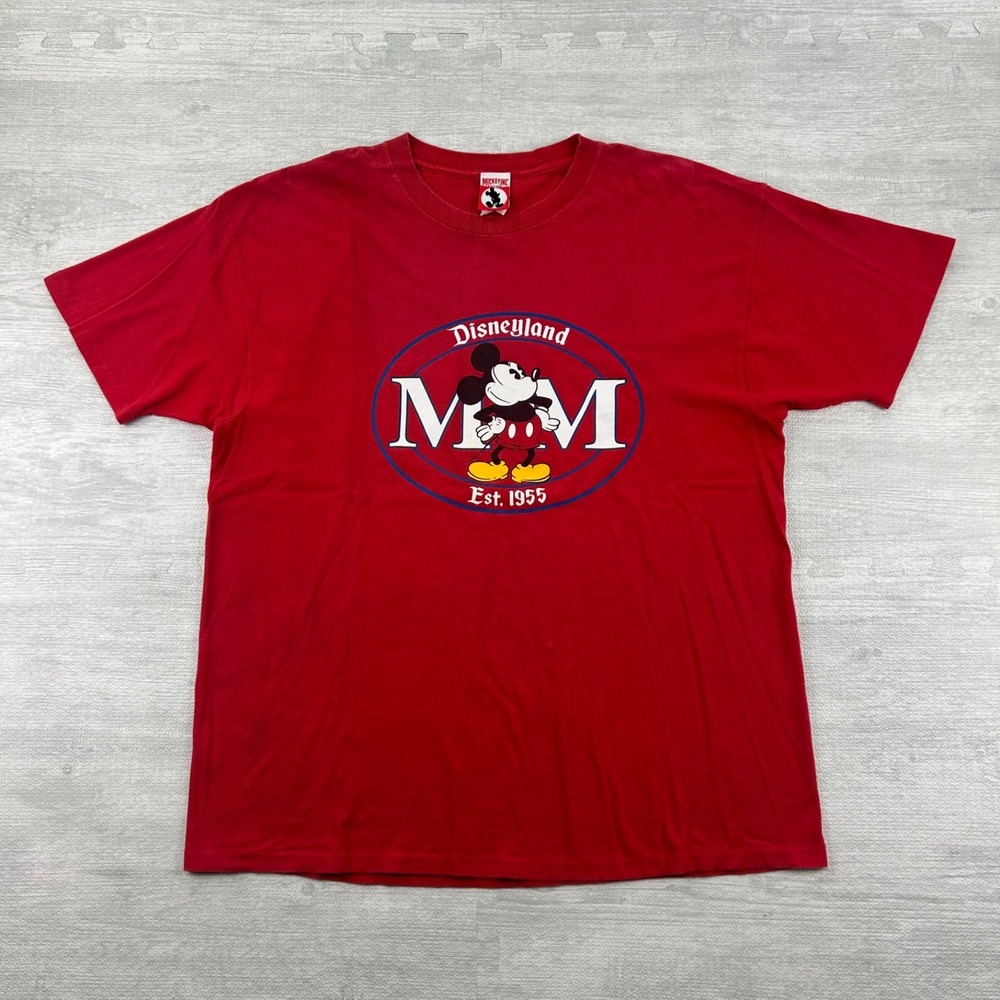 Vintage 90s Disney Mickey Mouse Shirt Size XL Red Disneyland USA Made Logo